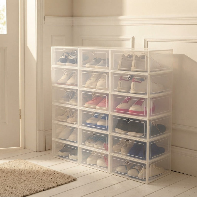 Clear Stackable Shoe Storage Box Set