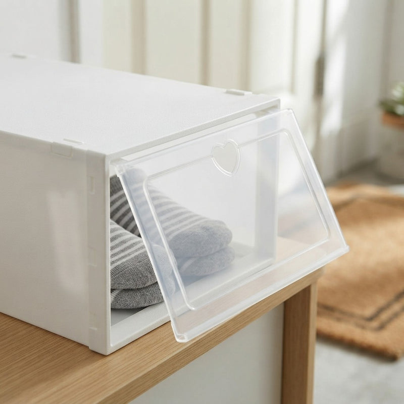 Clear Stackable Shoe Storage Box Set